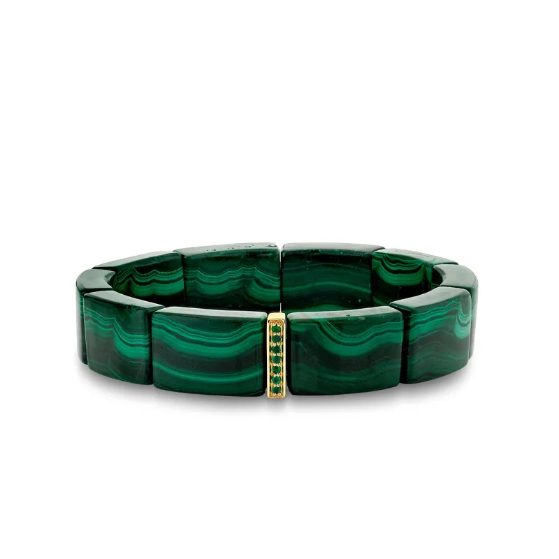 Gold & Emerald Single Row Spacer On Malachite made by Sydney Evan
