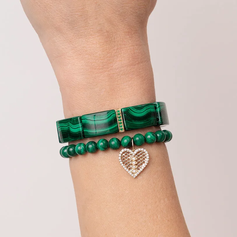 Gold & Emerald Single Row Spacer On Malachite sold by Sydney Evan product image thumbnail 2