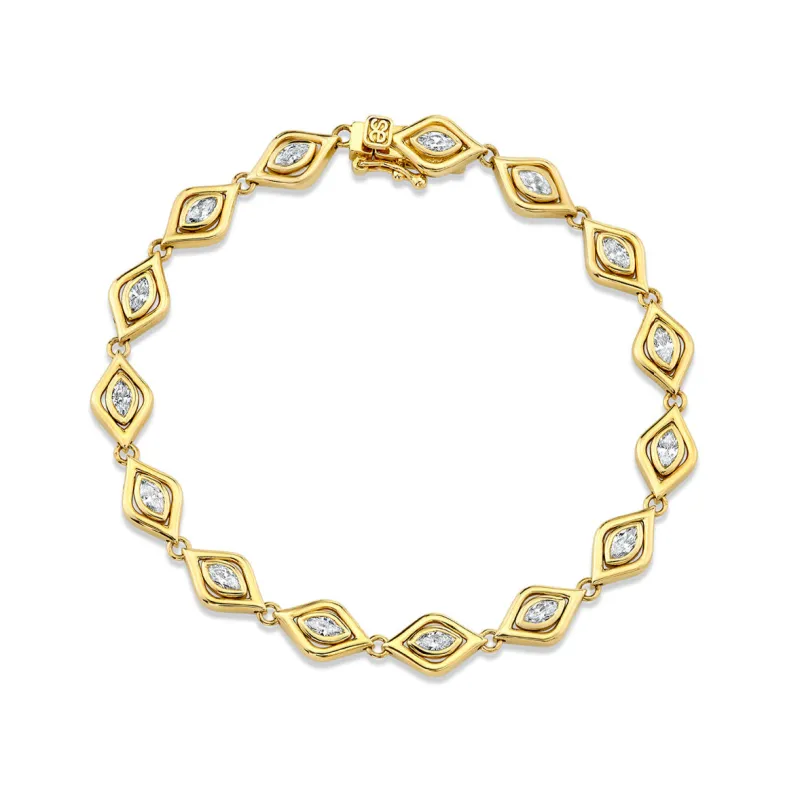 Gold & Diamond Floating Marquise Eye Eternity Bracelet made by Sydney Evan