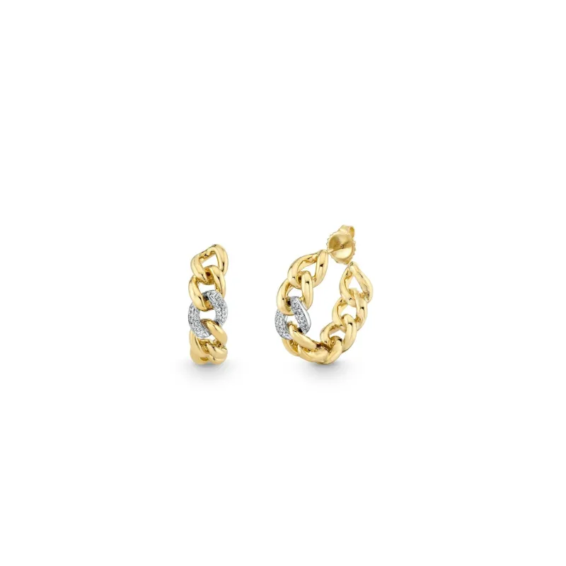 Gold & Diamond Small Link Hoop made by Sydney Evan