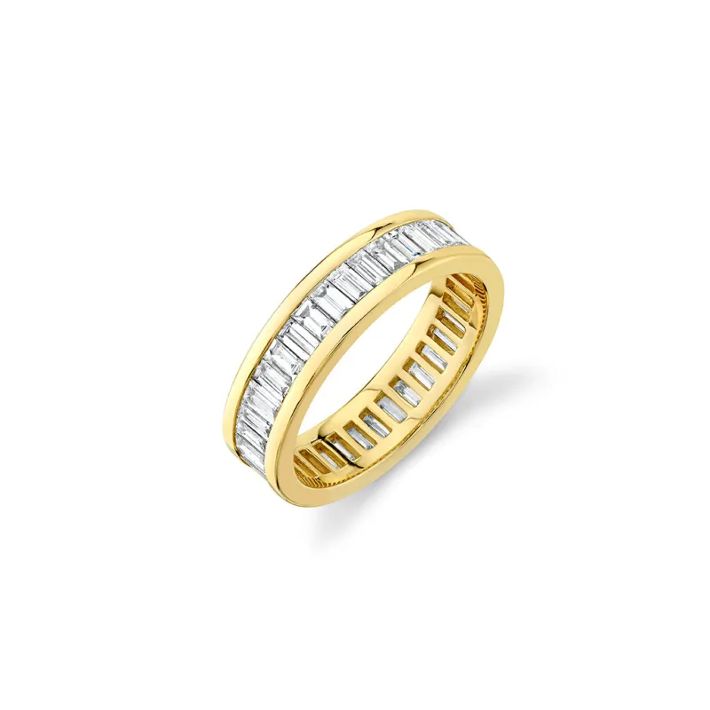 Gold & Diamond Channel Set Baguette Eternity Ring made by Sydney Evan