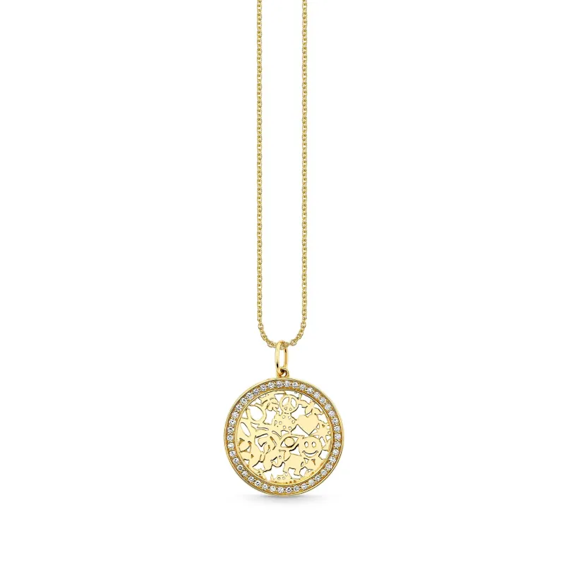 Gold & Diamond Wallpaper Circle Charm made by Sydney Evan