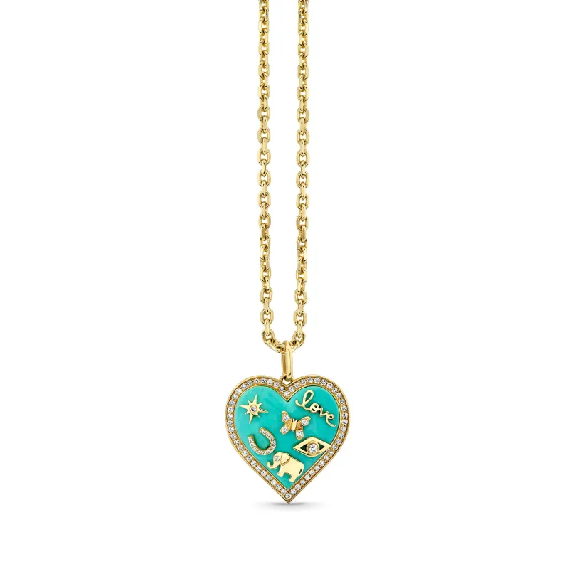 Gold & Diamond Puffy Icon Heart Charm made by Sydney Evan