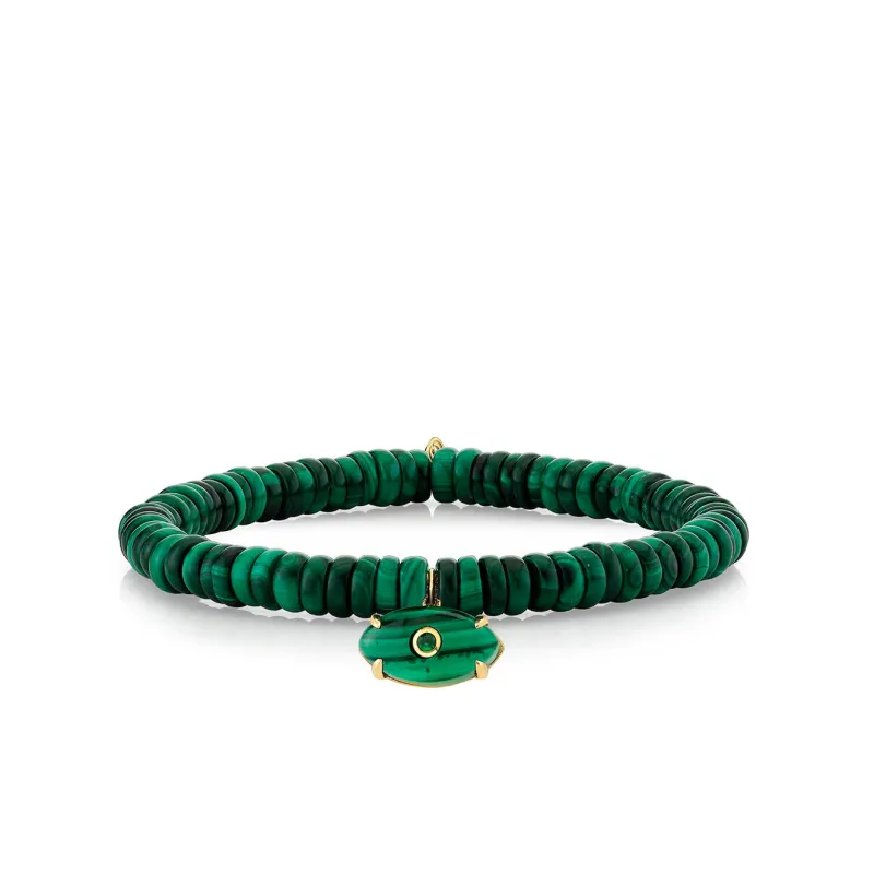 Men's Collection Gold & Emerald Carved Stone on Malachite made by Sydney Evan