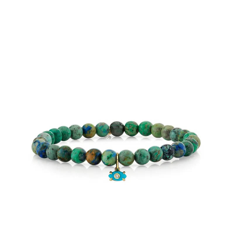 Men's Collection Gold & Diamond Tiny Carved Stone on Chrysocolla made by Sydney Evan