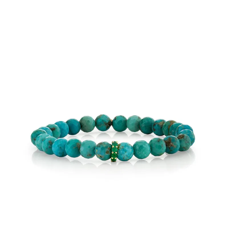 Men's Collection Gold & Emerald Rondelle on Turquoise made by Sydney Evan