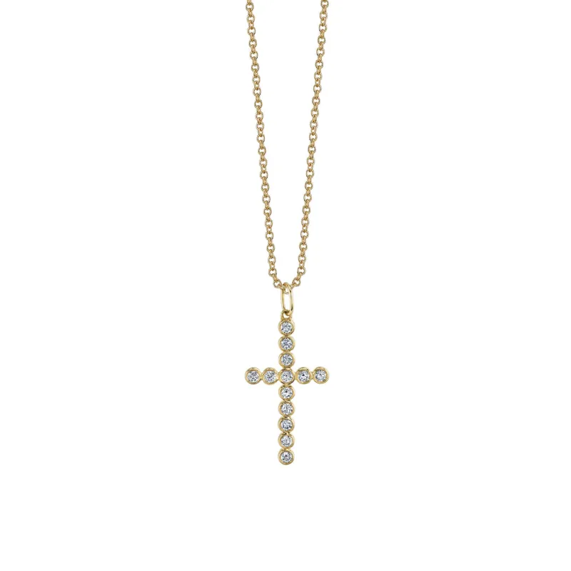 Men's Collection Gold & Diamond Bezel Cross Charm made by Sydney Evan