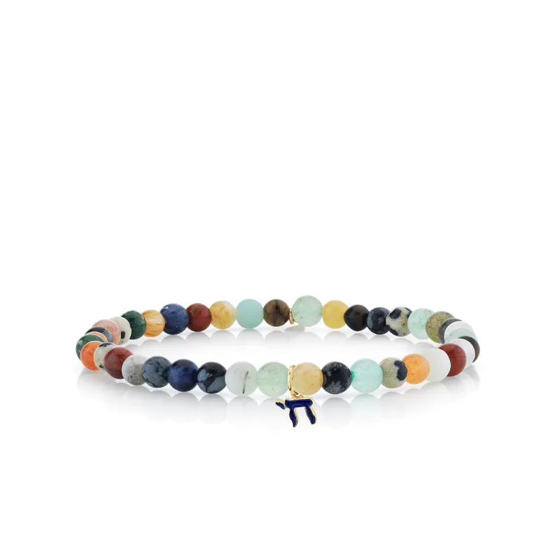 Gold & Enamel Tiny Chai on Semi Precious Stones made by Sydney Evan
