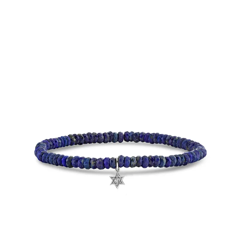 Gold & Diamond Mini Star Of David on Lapis made by Sydney Evan