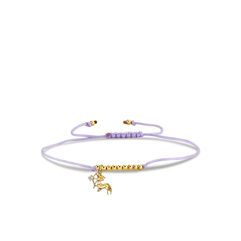 Gold & Diamond Tiny Sagittarius Zodiac Cord Bracelet made by Sydney Evan