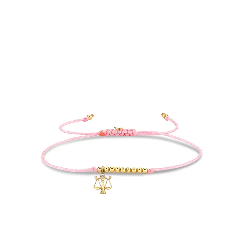 Gold & Diamond Tiny Libra Zodiac Cord Bracelet made by Sydney Evan
