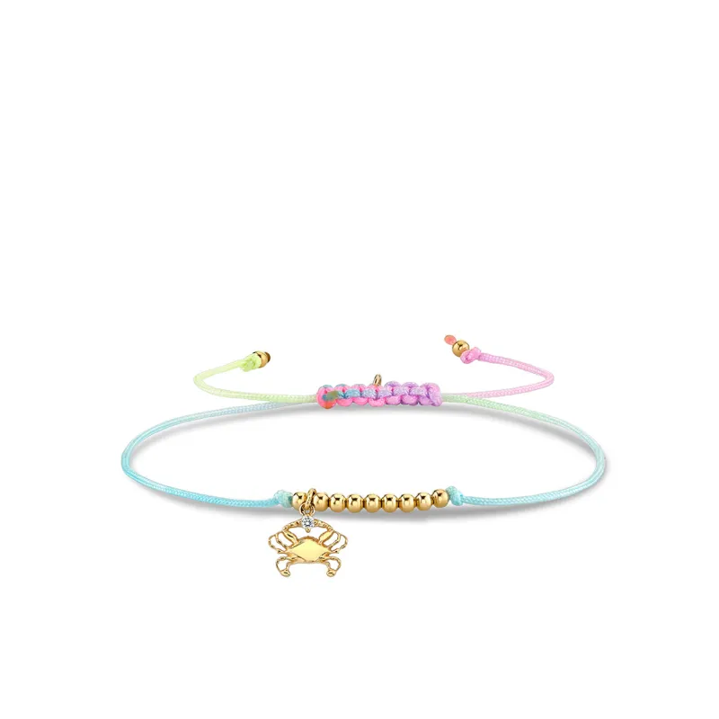 Gold & Diamond Tiny Cancer Zodiac Cord Bracelet made by Sydney Evan