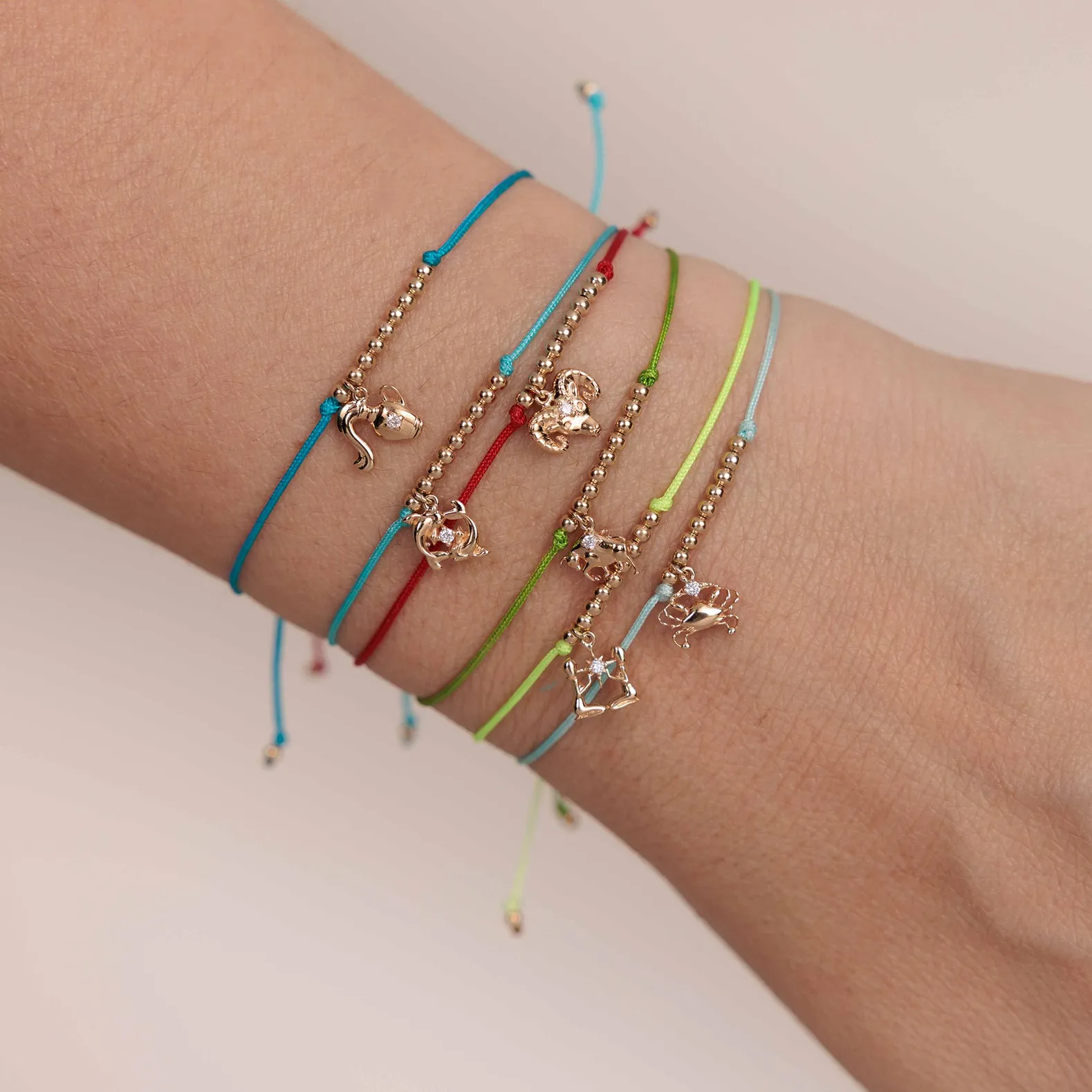 Gold & Diamond Tiny Cancer Zodiac Cord Bracelet sold by Sydney Evan product image thumbnail 2