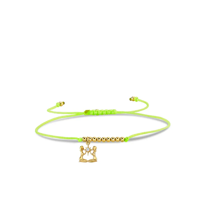 Gold & Diamond Tiny Gemini Zodiac Cord Bracelet made by Sydney Evan