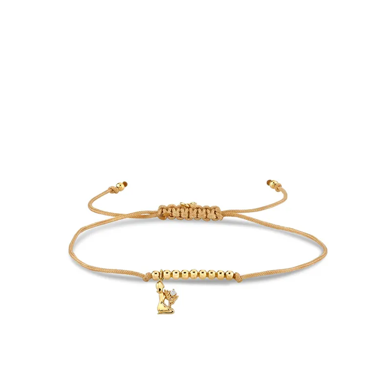 Gold & Diamond Tiny Virgo Zodiac Cord Bracelet made by Sydney Evan