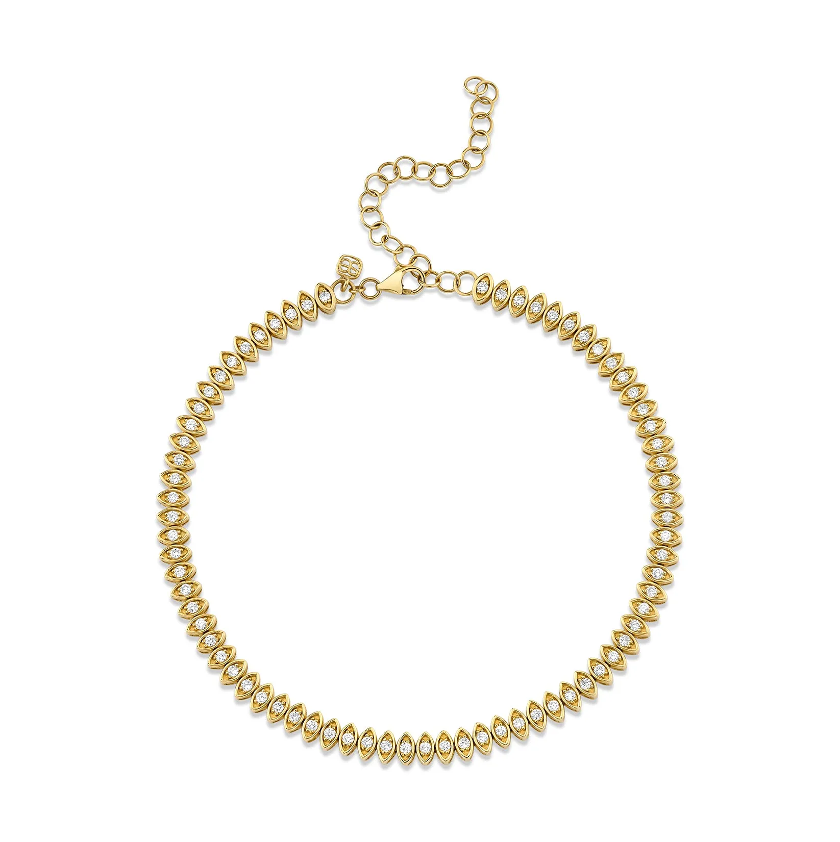 Gold & Diamond Marquise Eye Tennis Anklet sold by Sydney Evan