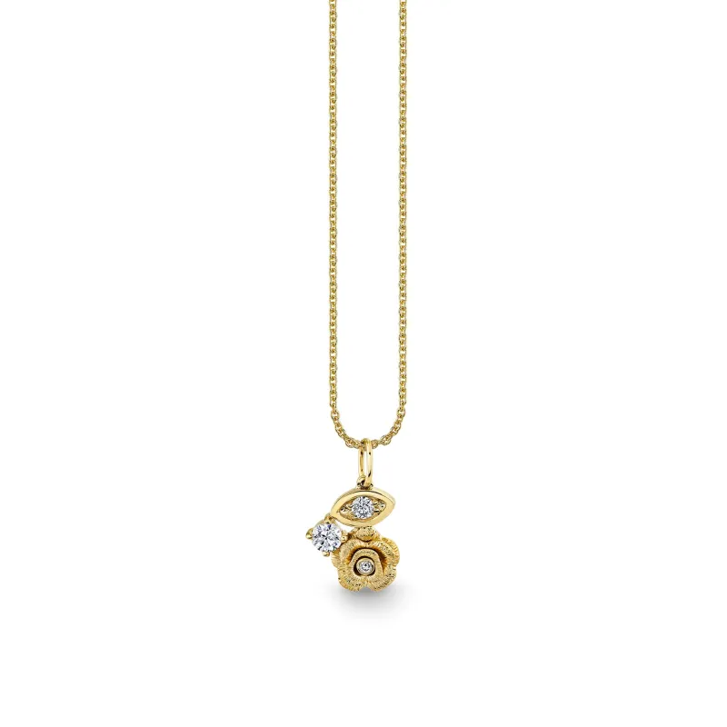 Gold & Diamond Large Marquise Eye Rose Charm made by Sydney Evan
