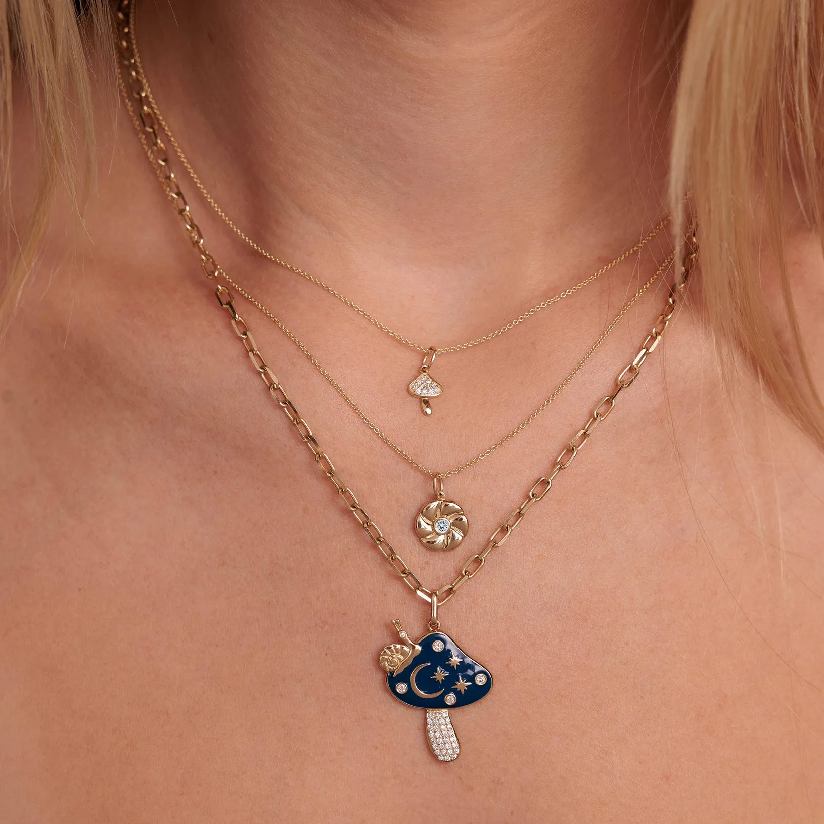 Gold & Diamond Mushroom Charm sold by Sydney Evan product image thumbnail 2