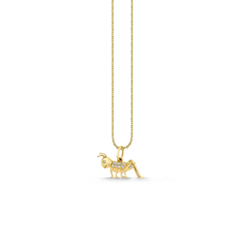 Gold & Diamond Cricket Charm made by Sydney Evan
