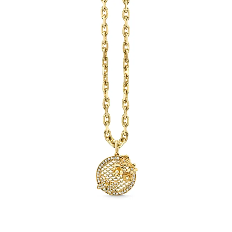 Gold & Diamond Butterfly Flower Cluster Coin made by Sydney Evan