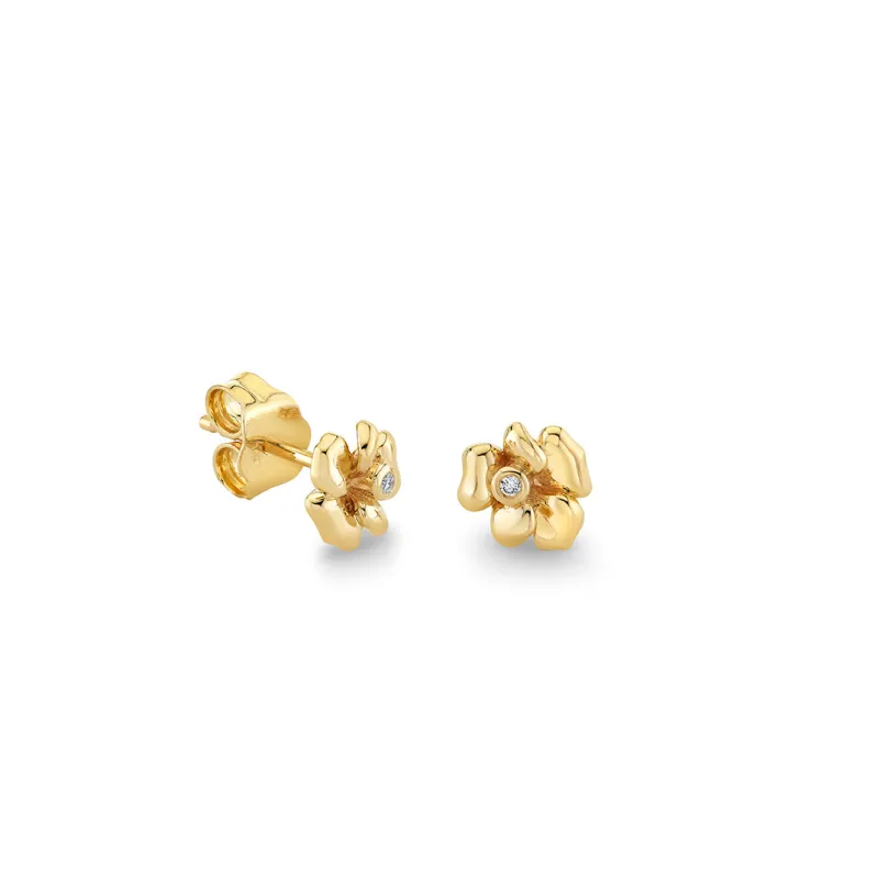 Gold & Diamond Tiny Pansy Stud made by Sydney Evan