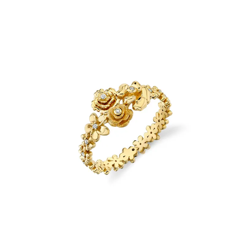 Gold & Diamond Flower Cluster Ring made by Sydney Evan
