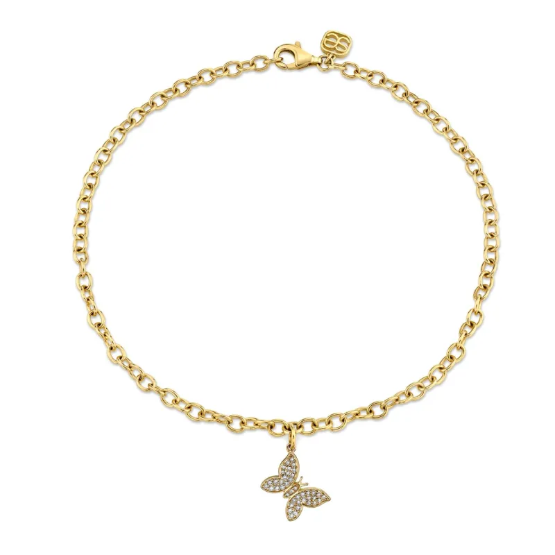 Gold & Diamond Butterfly Anklet made by Sydney Evan