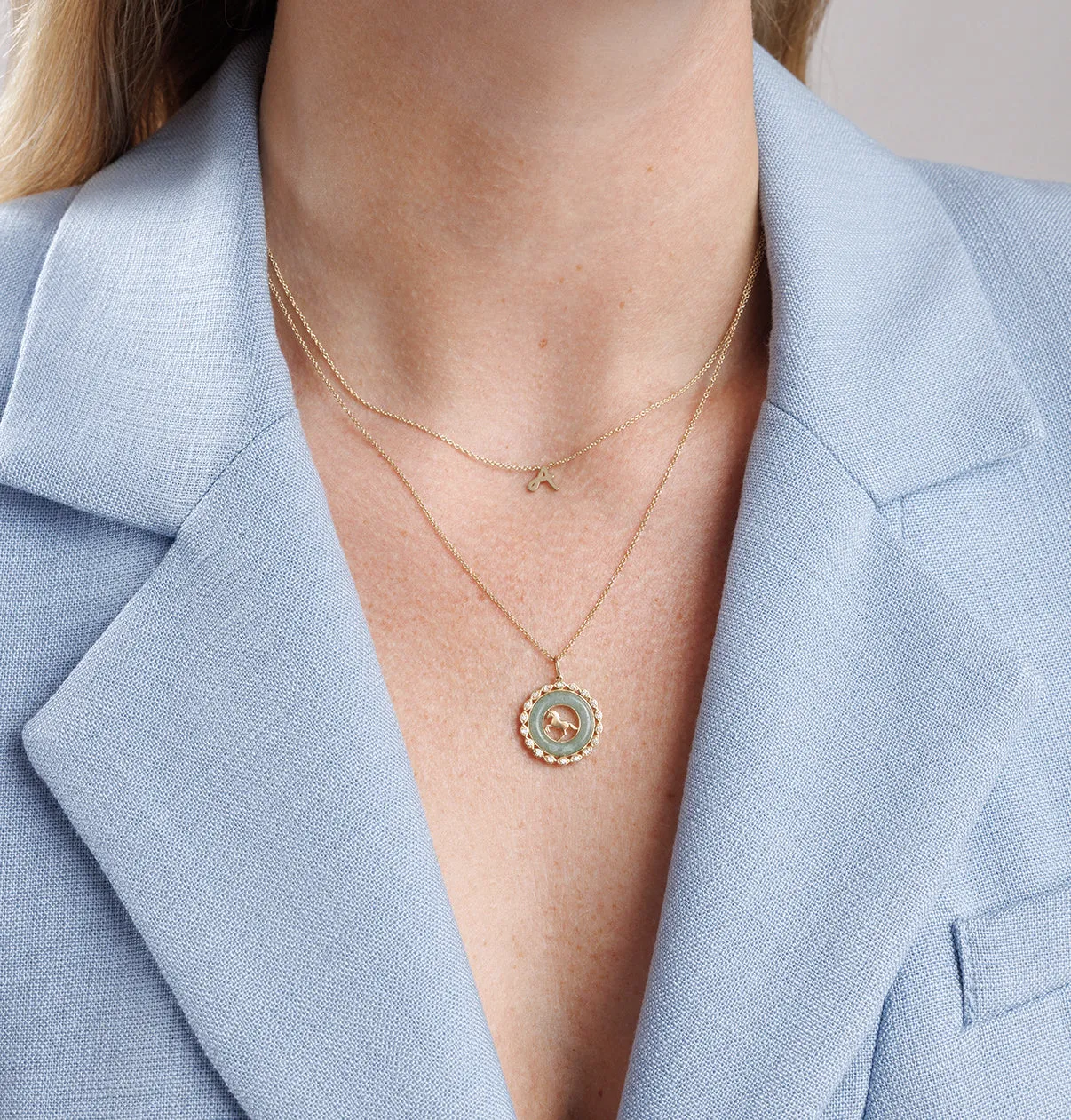 Pure Gold Tiny Initial Necklace sold by Sydney Evan product image thumbnail 2
