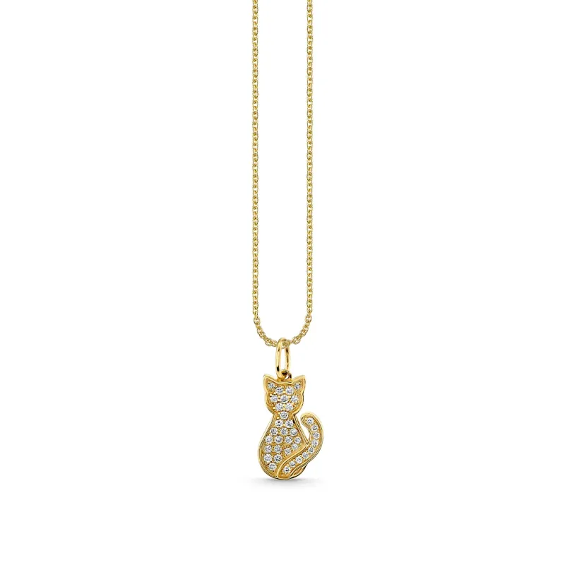 Gold & Diamond Sitting Cat Charm made by Sydney Evan