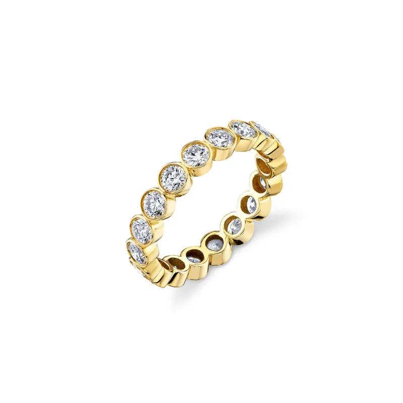 Gold & Diamond Large Bezel Eternity Ring made by Sydney Evan