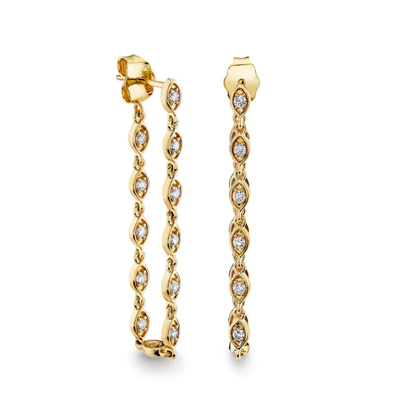 Gold & Diamond Marquise Eye Drop Earring made by Sydney Evan