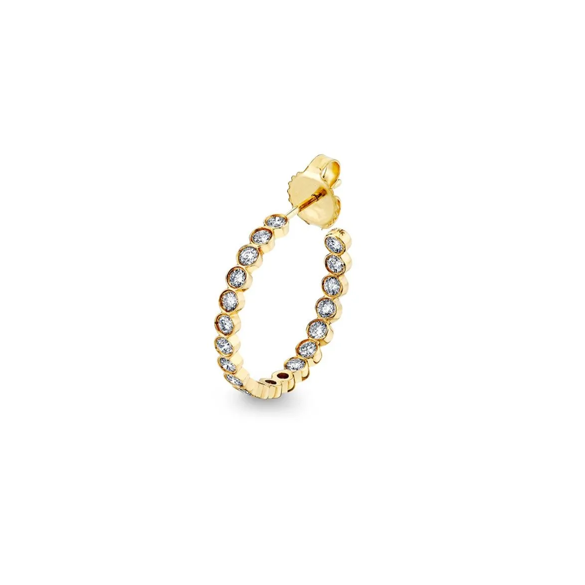 Gold & Diamond Bezel Medium Hoops sold by Sydney Evan product image thumbnail 3