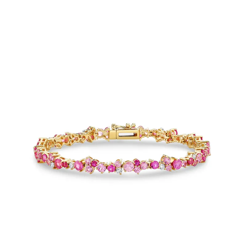 Gold & Diamond Pink Sapphire Cocktail Bracelet made by Sydney Evan
