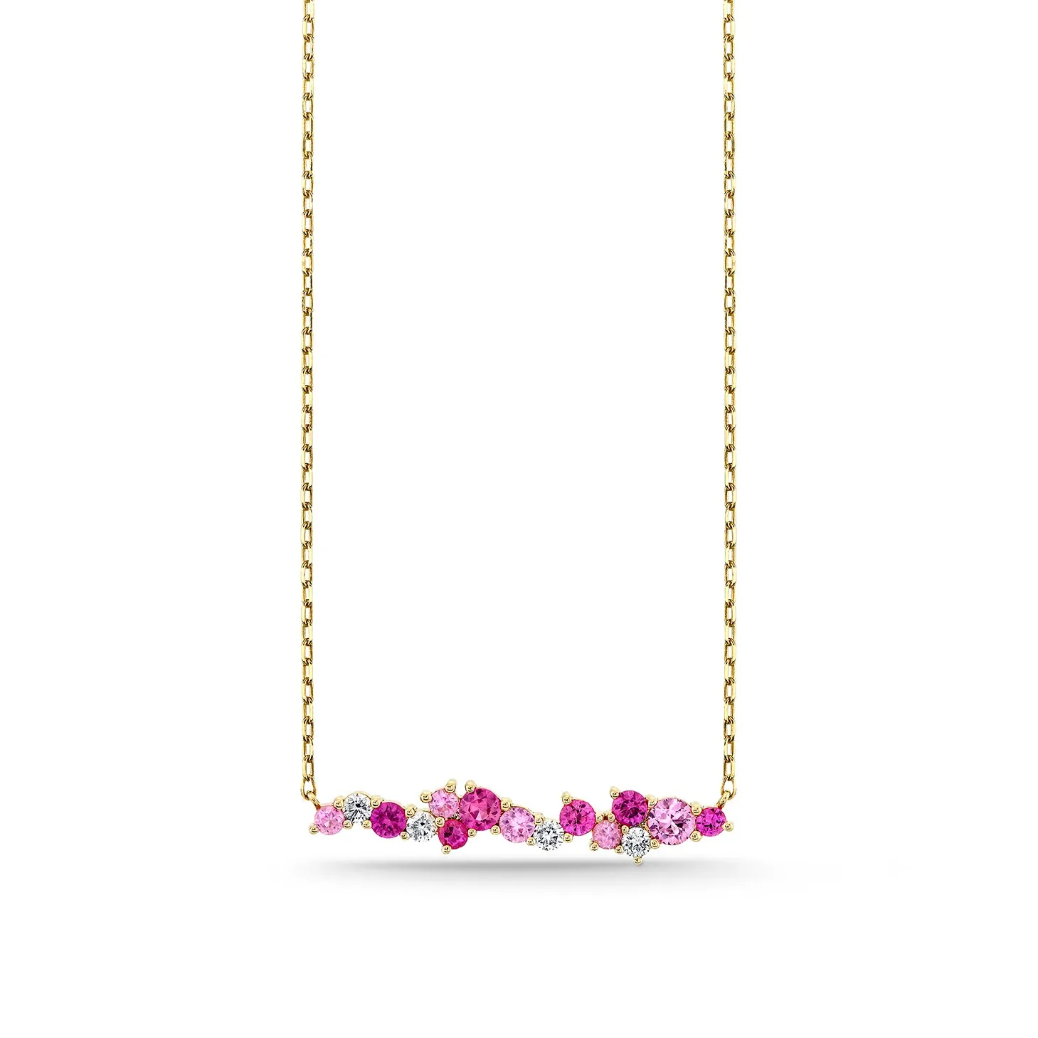 Gold & Diamond Pink Sapphire Cocktail Bar Necklace sold by Sydney Evan