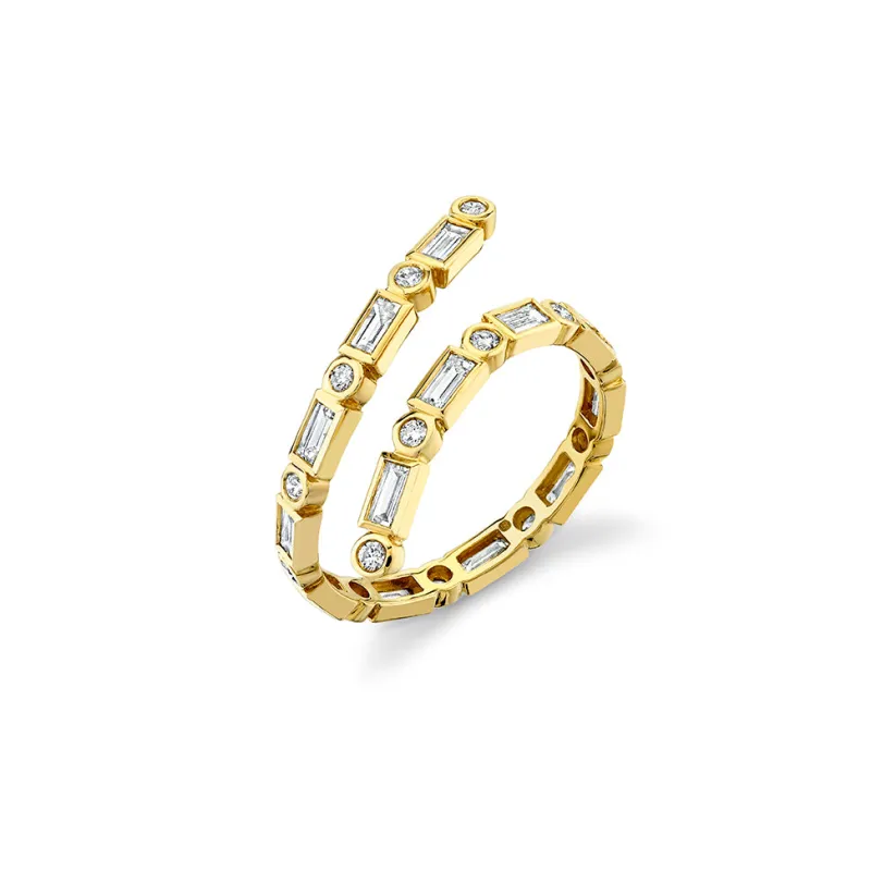 Gold & Diamond Baguette Coil Ring made by Sydney Evan