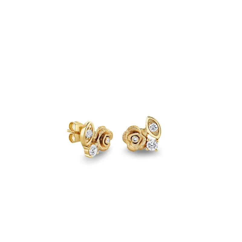Gold & Diamond Large Marquise Eye Rose Stud made by Sydney Evan
