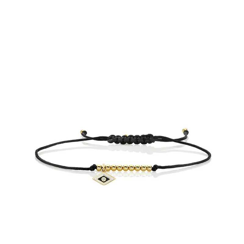 Gold & Enamel Tiny Groovy Eye Cord Bracelet made by Sydney Evan
