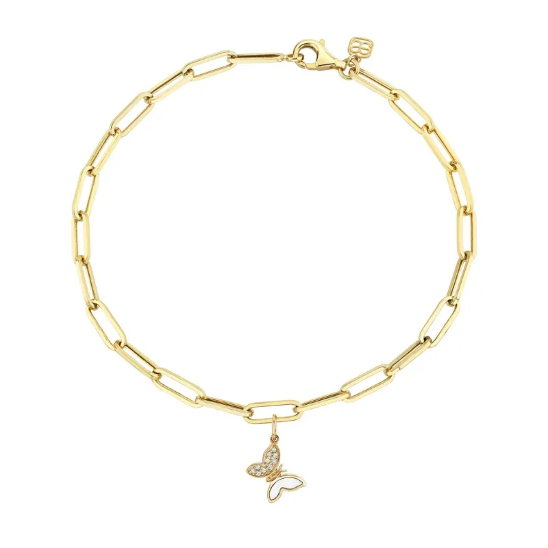 Gold & Diamond Tiny Butterfly Anklet made by Sydney Evan