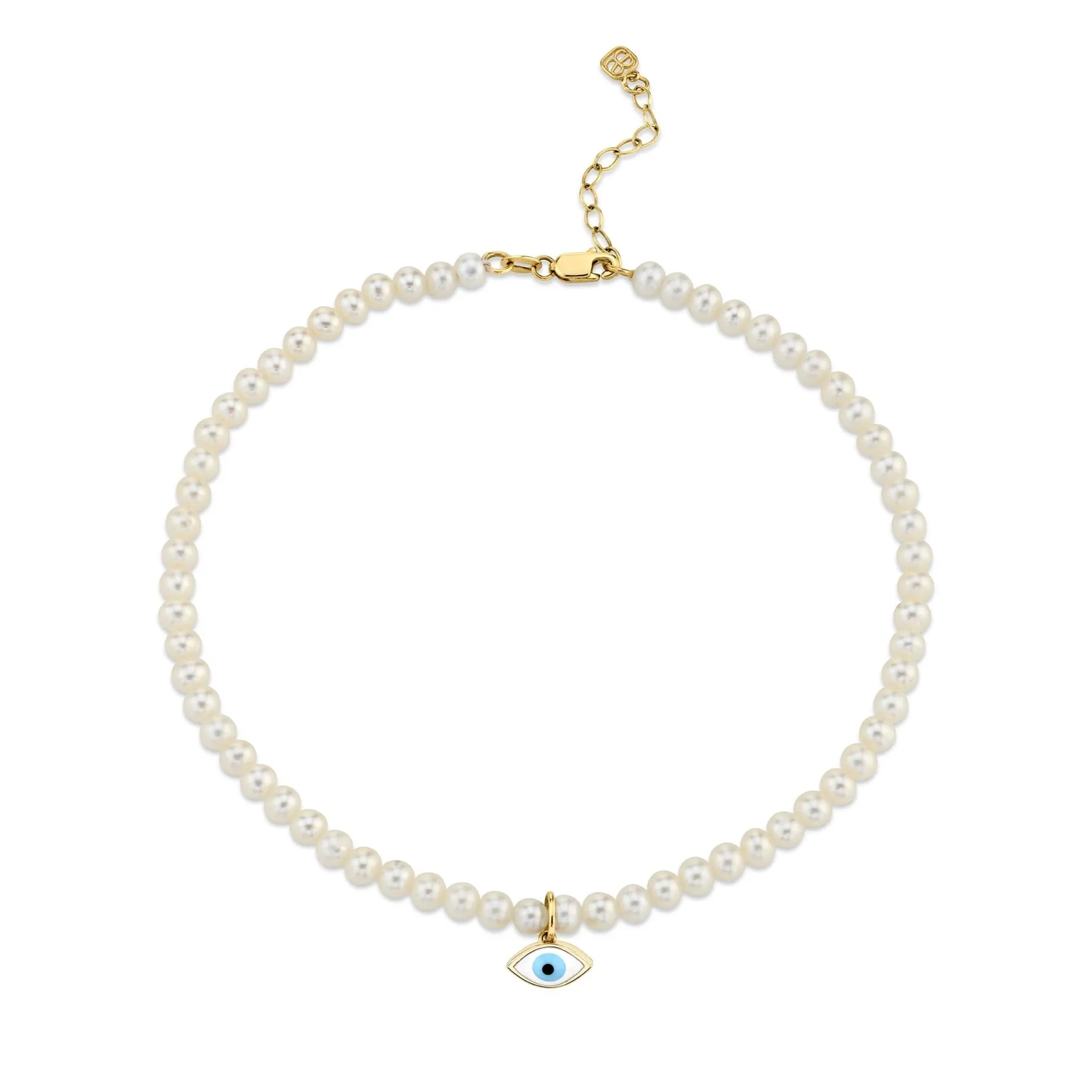 Gold & Enamel Eye Pearl Anklet sold by Sydney Evan