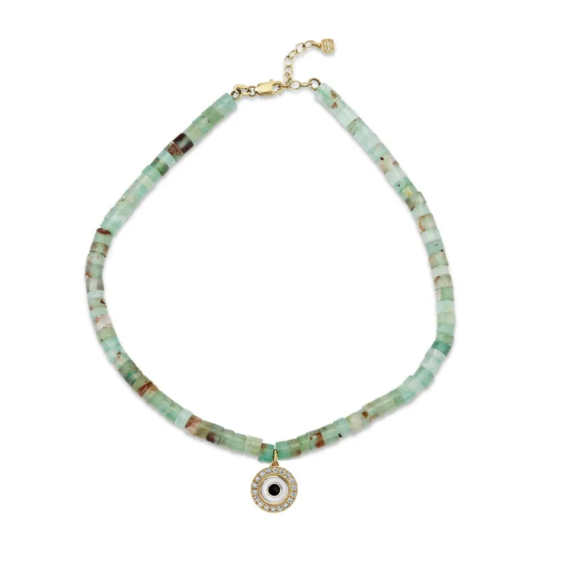 Gold & Diamond Eye Aquaprase Anklet made by Sydney Evan