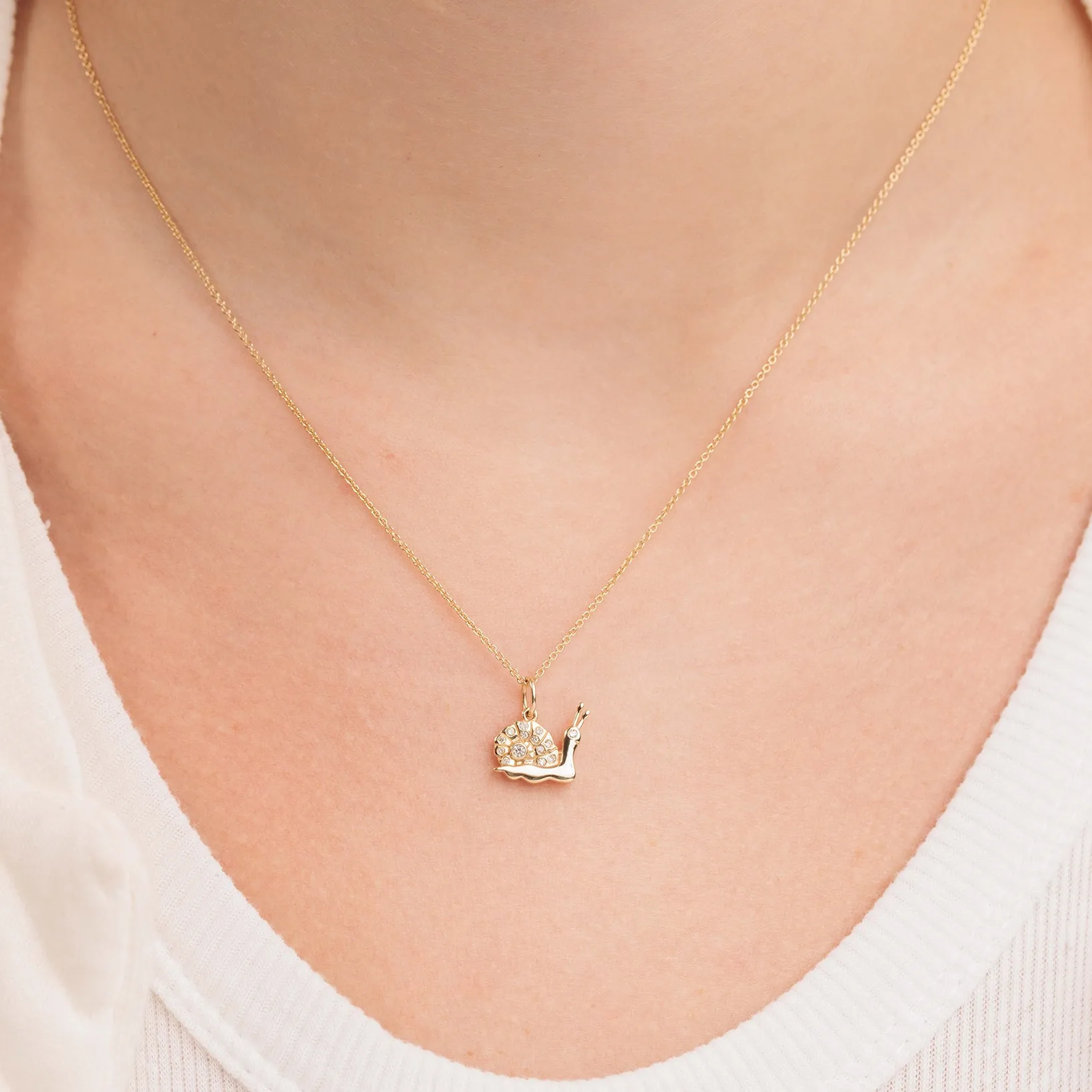 Gold & Diamond Snail Charm sold by Sydney Evan product image thumbnail 2