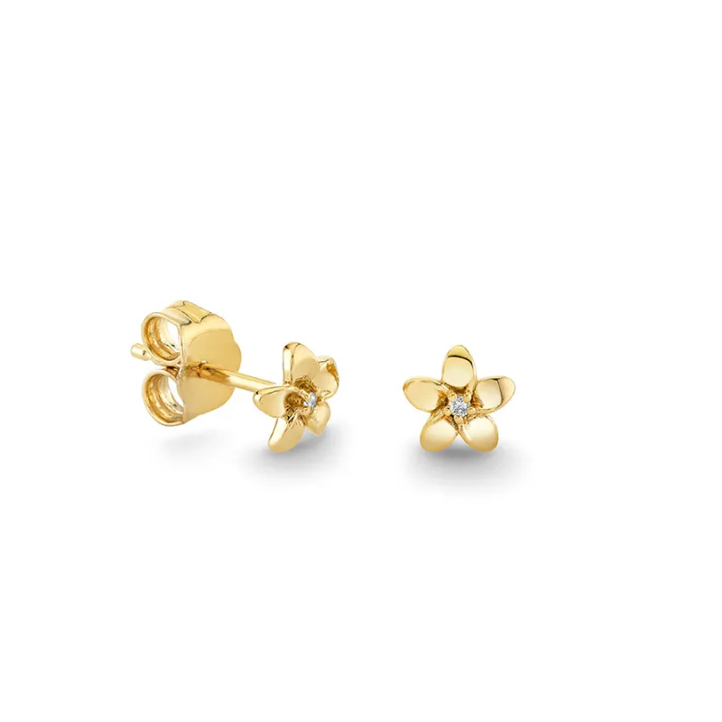 Gold & Diamond Tiny Plumeria Stud made by Sydney Evan