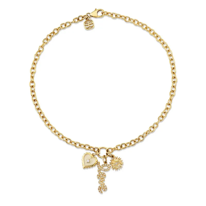 Gold & Diamond Love & Protection Anklet made by Sydney Evan