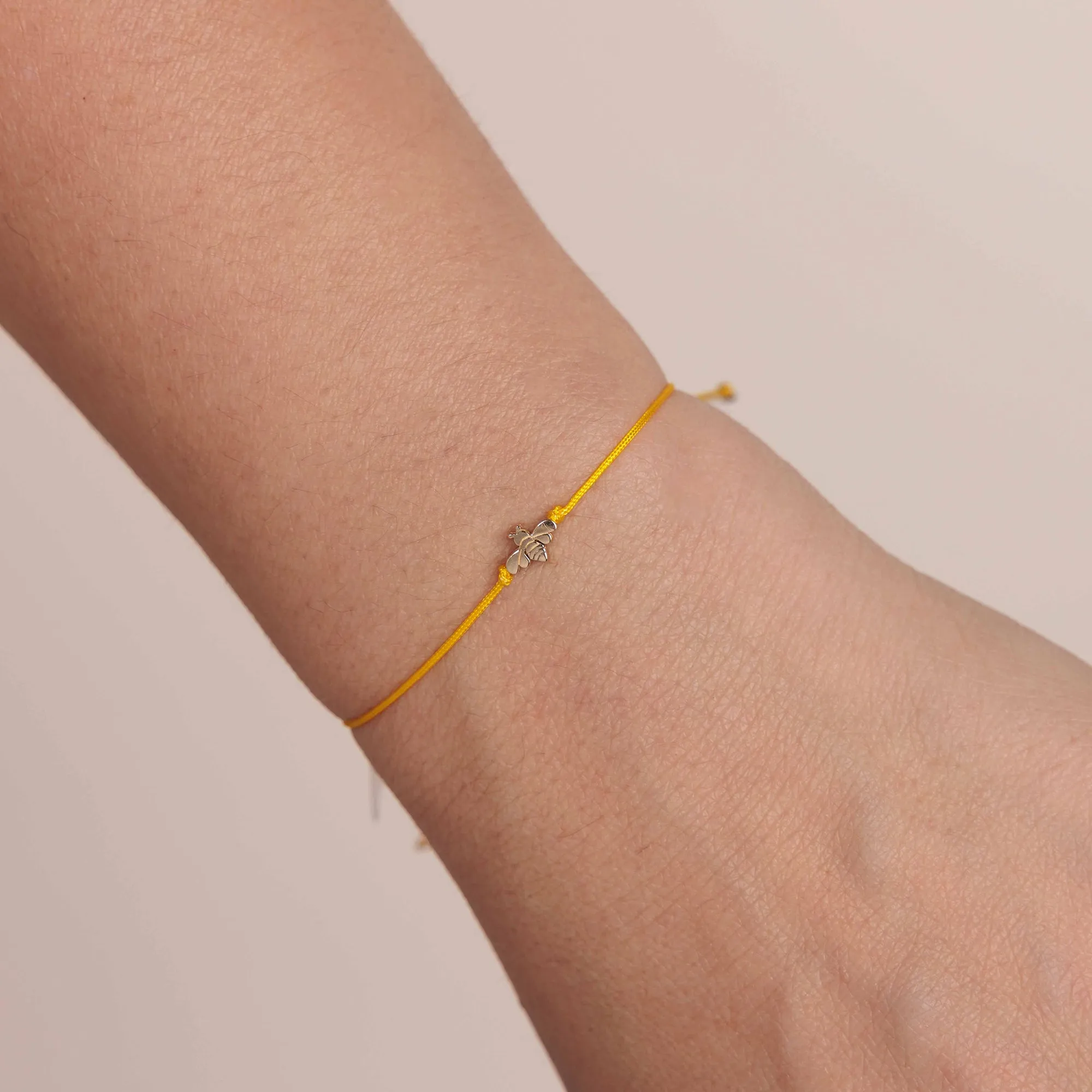 Pure Gold Tiny Bee Bead Cord Bracelet sold by Sydney Evan product image thumbnail 2