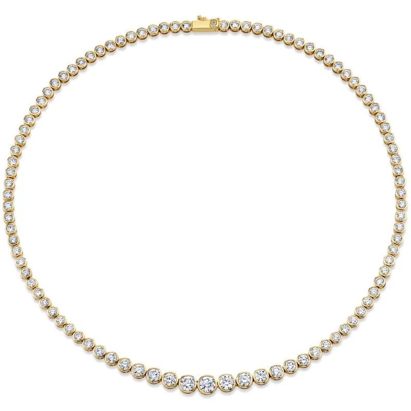 Gold & Diamond Graduated Bezel Eternity Necklace made by Sydney Evan