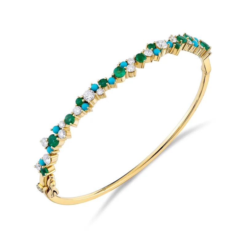 Gold & Diamond Tri Stone Cocktail Bangle made by Sydney Evan