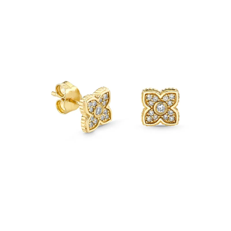 Gold & Diamond Mini Moroccan Flower Stud made by Sydney Evan