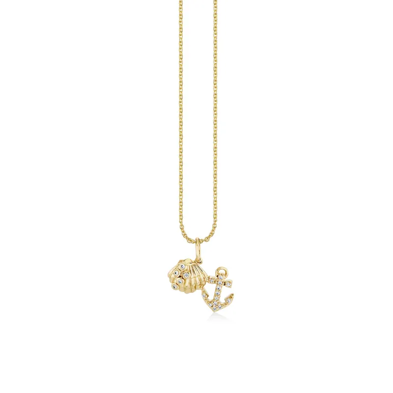 Gold & Diamond Anchor Shell Cluster Charm made by Sydney Evan