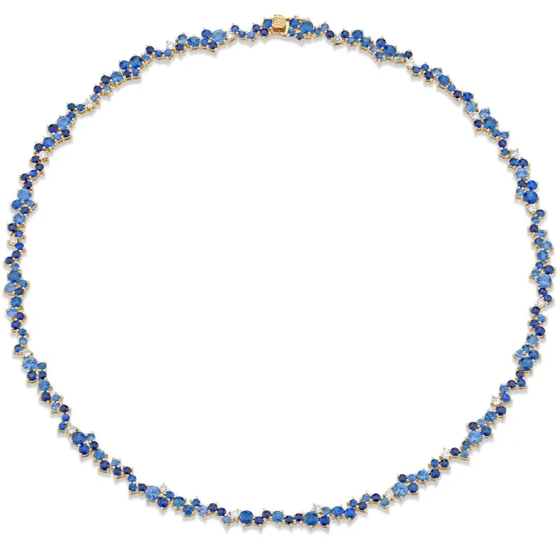 Gold & Sapphire Cocktail Eternity Necklace made by Sydney Evan