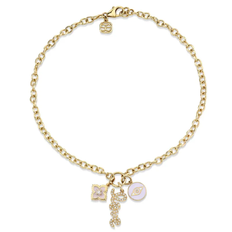 Gold & Diamond Love & Protection Anklet made by Sydney Evan